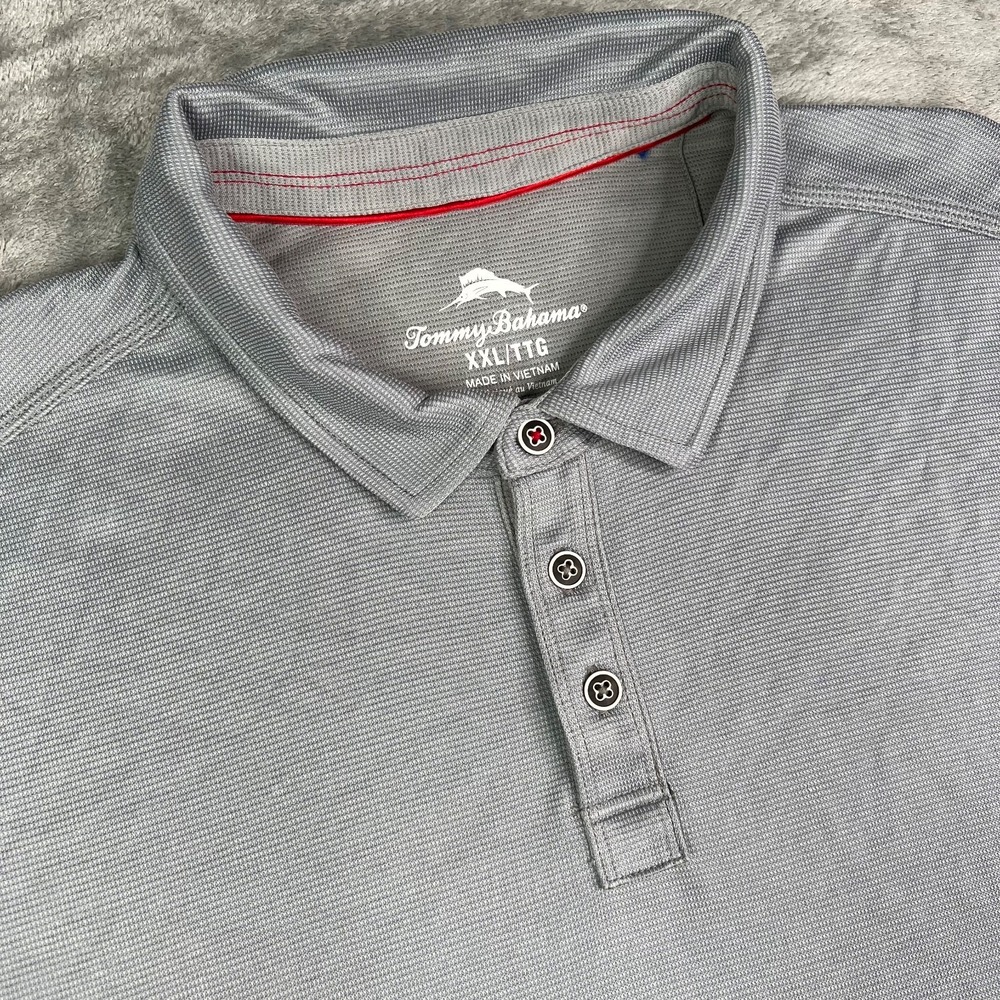 Tommy Bahama Polo Shirt Mens 2XL Gray Shoreline‎ Surf Lyocell Blend Collared